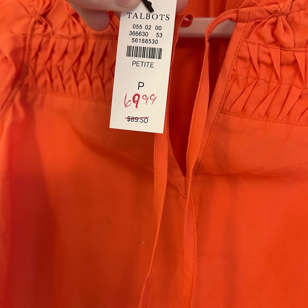 NWT Talbots Stamped Ditsy Ruffle Trim Shell Petite - Picture 4 of 6
